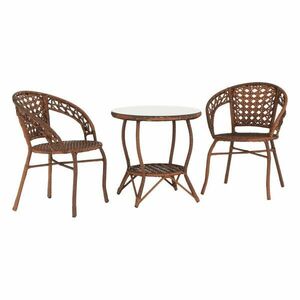 Rattan kertibútor-szett, asztallal és 2 székkel, barna - HANOI - Butopêa kép