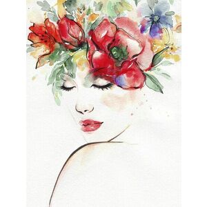 Színes vászon kép 60x80 cm, nó virágokkal - FEMME AUX FLEURS - Butopêa kép