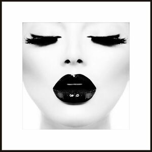 Falikép 50x50 cm, fekete-fehér női arckép - LIPSTICK - Butopêa kép
