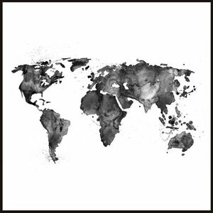 Falikép 50x50 cm, fekete-fehér világtérkép - MAP - Butopêa kép