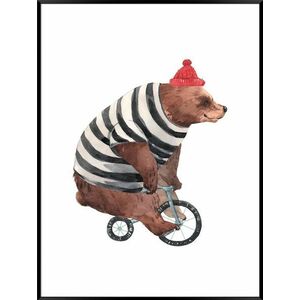 Falikép 50x70 cm, barna mackó biciklin - NOUNOURS - Butopêa kép