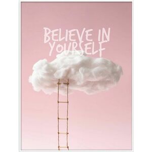 Falikép 50x70 cm, "believe in yourself" felirattal, fehér rózsaszín - CONFIANCE! - Butopêa kép