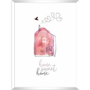 Falikép 30x40 cm, "home sweet home" felirattal, fehér rózsaszín - MAISONETTE - Butopêa kép