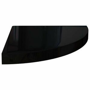 vidaXL magasfényű fekete MDF lebegő sarokpolc 35 x 35 x 3, 8 cm kép