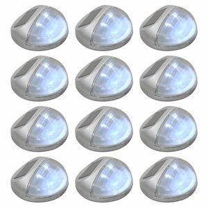 vidaXL 12 db kerek ezüstszínű kültéri napelemes LED falilámpa kép