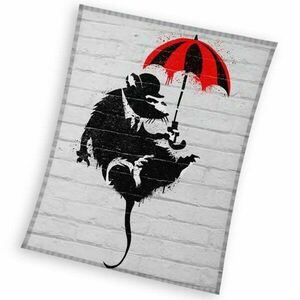 CARBOTEX Gyerek pléd Banksy patkány esernyővel 150×200 cm kép