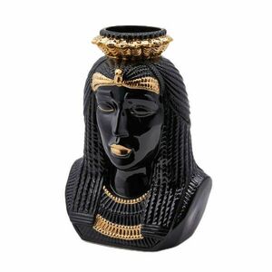 Váza Kleopátra fej fekete arany 38x24cm kép