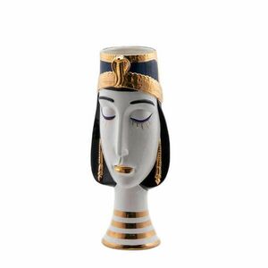 Váza egyiptomi fej porcelán 45x18cm kép