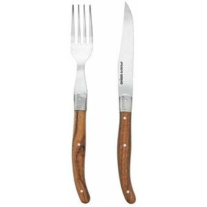 Steak szett kés + rozsdamentes acél / fa villa kép