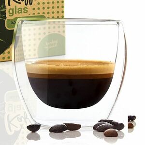Bambuswald Kávéspohár, 100 ml, thermo pohár, kézműves, boroszilikát üveg kép