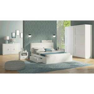 Hálószoba szett (ágy/2db éjjeliszekrény/szekrény), fehér, RAMIAK kép