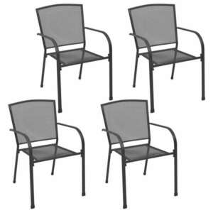 vidaXL 4 db antracitszürke acél hálós kültéri szék kép