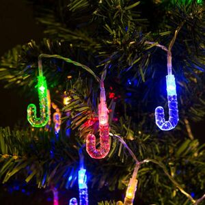 Karácsonyi LED fényfüzér 20Led multicolor -színes, nyalóka , elem... kép