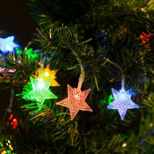 Karácsonyi LED fényfüzér 20Led - színes multicolor csillag , elem... kép