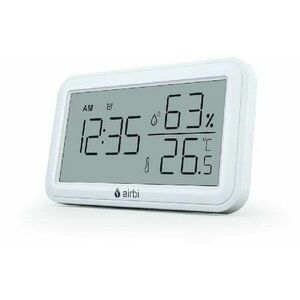 Airbi LINE - Szobahőmérő és páratartalom-mérő órával - fehér kép