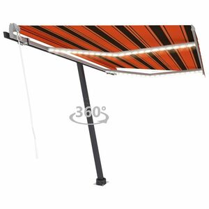 vidaXL narancssárga-barna szélérzékelős és LED-es napellenző 350x250cm kép