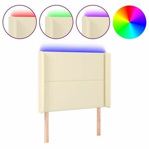 vidaXL krémszínű műbőr LED-es fejtámla 103x16x118/128 cm kép