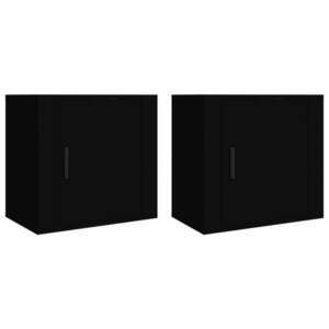 vidaXL 2 db fekete falra szerelhető éjjeliszekrény 50 x 30 x 47 cm kép