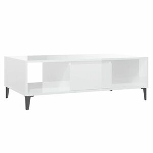 vidaXL magasfényű fehér forgácslap dohányzóasztal 103, 5 x 60 x 35 cm kép