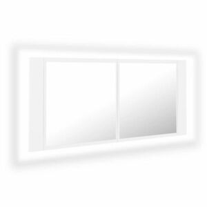 vidaXL fehér akril LED-es fürdőszobaszekrény tükörrel 100 x 12 x 45 cm kép