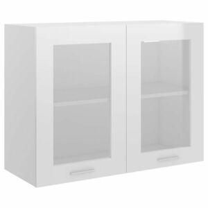 vidaXL magasfényű fehér forgácslap függő üvegszekrény 80 x 31 x 60 cm kép