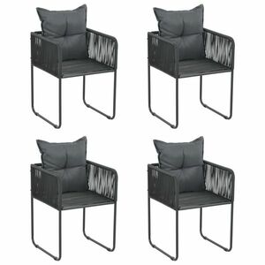 vidaXL 4 db fekete polyrattan kültéri szék párnával kép