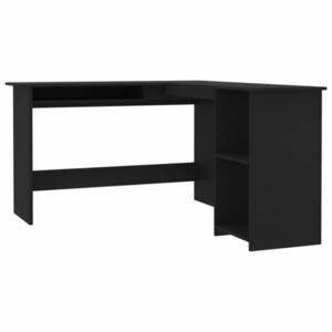 vidaXL fekete forgácslap L-alakú sarok-íróasztal 120 x 140 x 75 cm kép