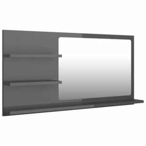 vidaXL magasfényű szürke forgácslap fürdőszobai tükör 90x10, 5x45 cm kép