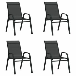 4 db fekete textilén rakásolható kerti szék kép