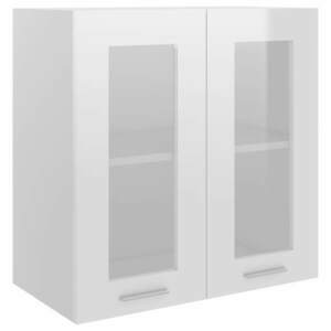 magasfényű fehér forgácslap függő üvegszekrény 60 x 31 x 60 cm kép