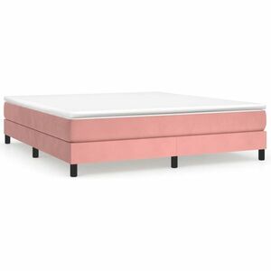 vidaXL rózsaszín bársony rugós ágykeret 160x200 cm kép