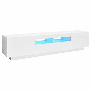 vidaXL magasfényű fehér TV-szekrény LED-lámpákkal 180 x 35 x 40 cm kép