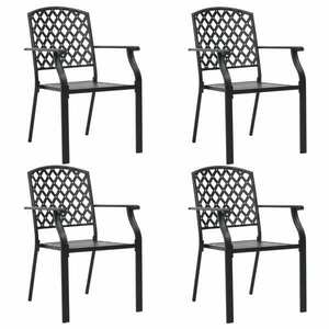 vidaXL 4 darab fekete acél kültéri szék rácsos dizájnnal kép