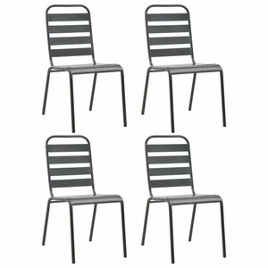 vidaXL 4 darab sötétszürke acél kültéri szék lécezett dizájnnal kép
