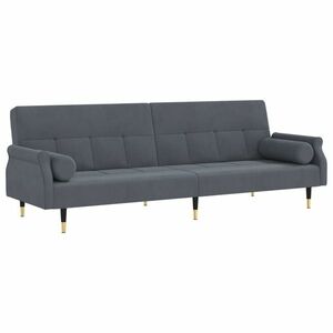 vidaXL sötétszürke bársony kanapéágy párnákkal kép