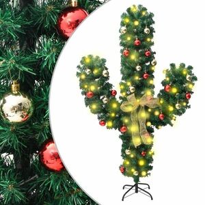 vidaXL zöld PVC karácsonyi kaktusz állvánnyal és LED-del 180 cm kép