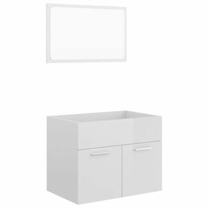 vidaXL 2 részes magasfényű fehér forgácslap fürdőszobai bútorszett kép