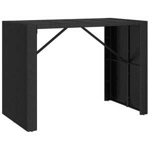 vidaXL fekete polyrattan üveglapos bárasztal 145 x 80 x 110 cm kép