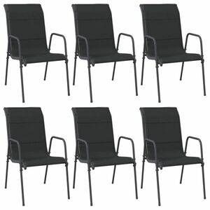 vidaXL 6 db fekete acél és textilén kerti szék kép