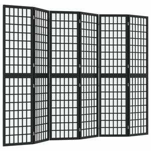 vidaXL 6 paneles fekete japán stílusú összecsukható paraván 240x170 cm kép
