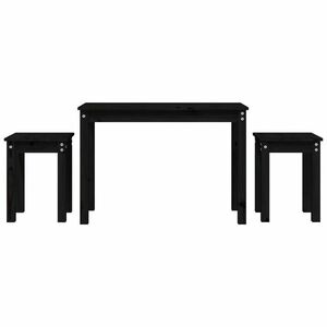 vidaXL 3 db fekete tömör fenyőfa rakásolható asztal kép
