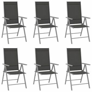 vidaXL 6 db fekete összecsukható textilén kerti szék kép
