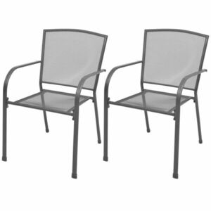 vidaXL 2 db szürke rakásolható acél kerti szék kép