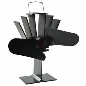 vidaXL fekete hővel meghajtott kétlapátos kandalló ventilátor kép
