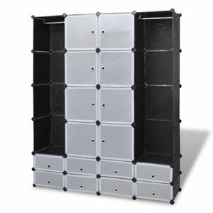 vidaXL fekete/fehér szekrény 18 tárolórekesszel 37 x 146 x 180, 5 cm kép