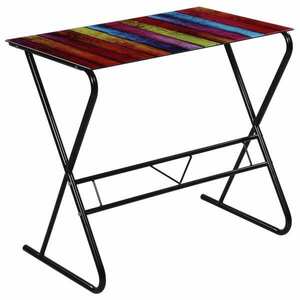 vidaXL Üvegasztal / íróasztal színes nyomtatúsú asztallappal kép