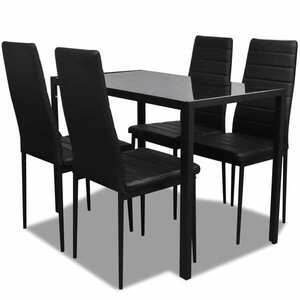 vidaXL 5 darabos fekete étkezőasztal szett kép