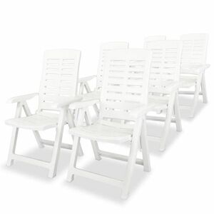 vidaXL 6 db fehér dönthető műanyag kerti szék kép