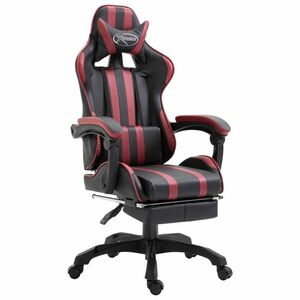 vidaXL bordó műbőr gamer szék lábtartóval kép