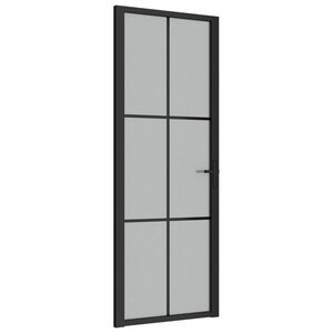 vidaXL fekete matt üveg és alumínium beltéri ajtó 76 x 201, 5 cm kép